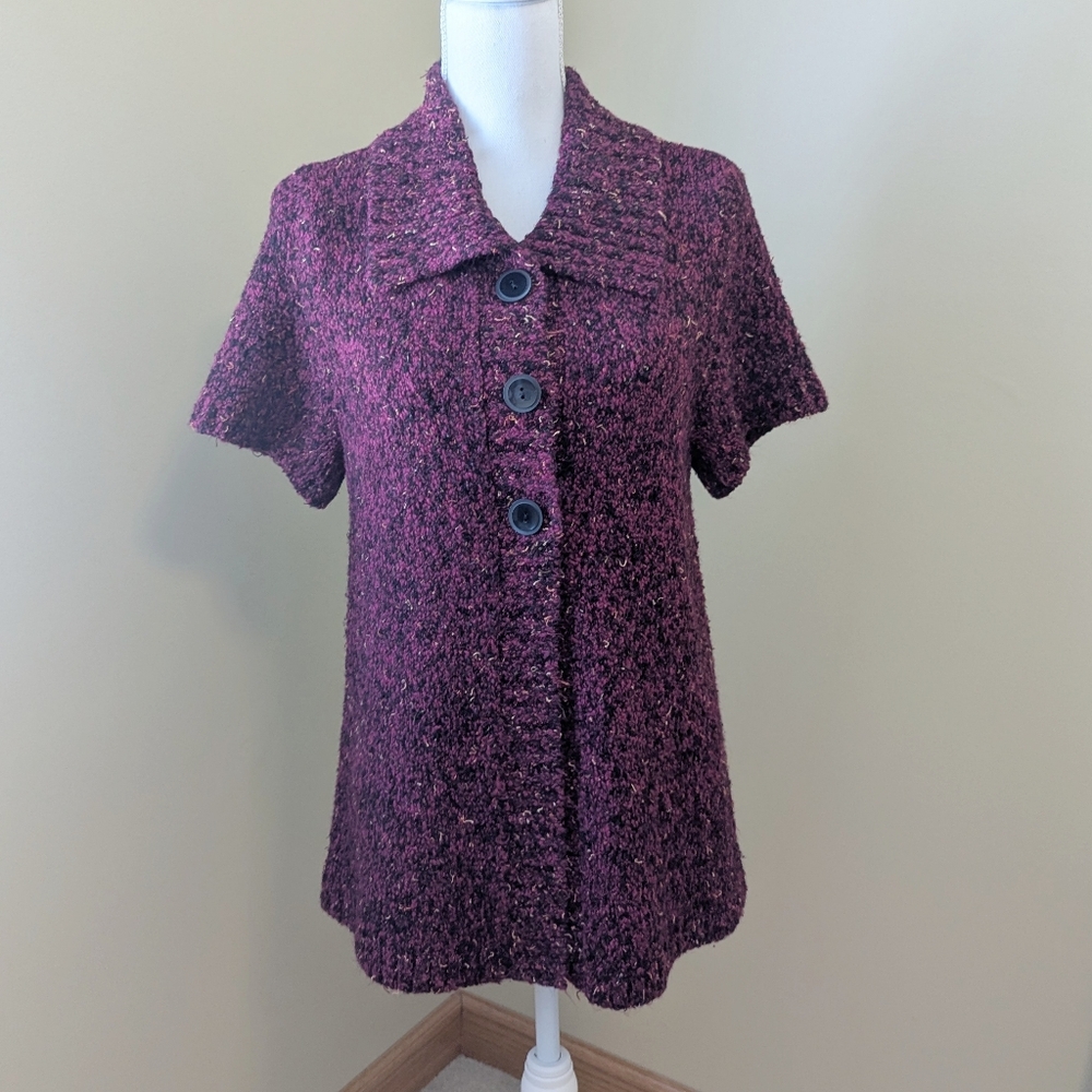 Women's Red Short Sleeve Knit Sweater Top